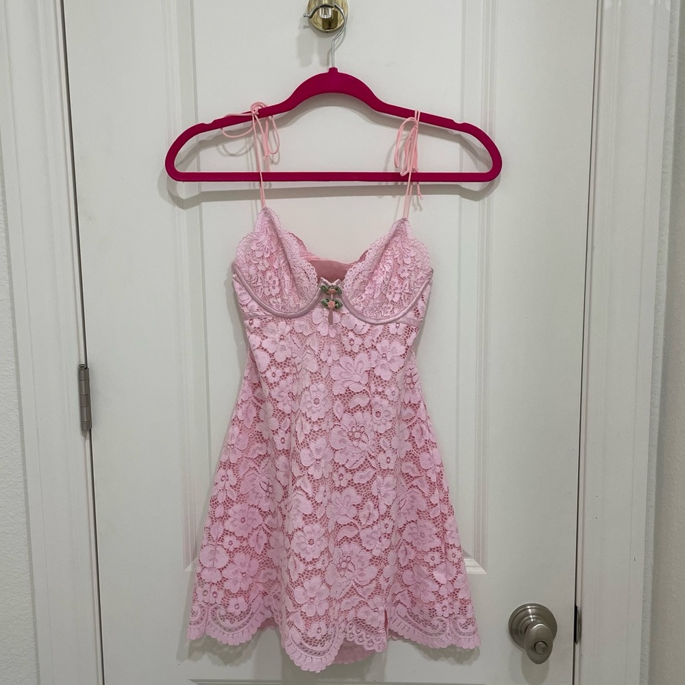 For Love and Lemons Victoria’s Secret Creamsicle Lace Slip Dress Pale Pink XS